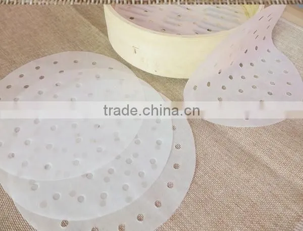 Non-stick silicone coated food steamer paper with holes