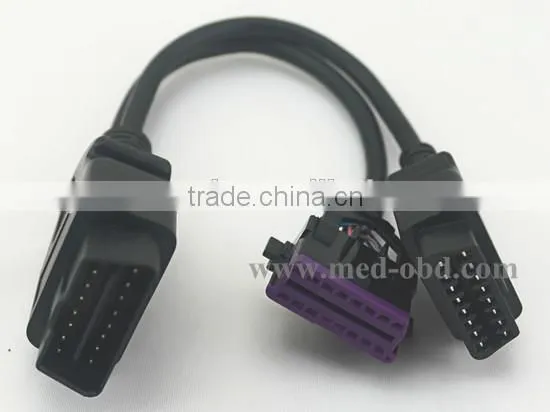 OBD2 USB Y Cable Splitter 1 Female 2 Male,Assembled J1962M to 2 J1962F Male Female Cable Connector, 1ft