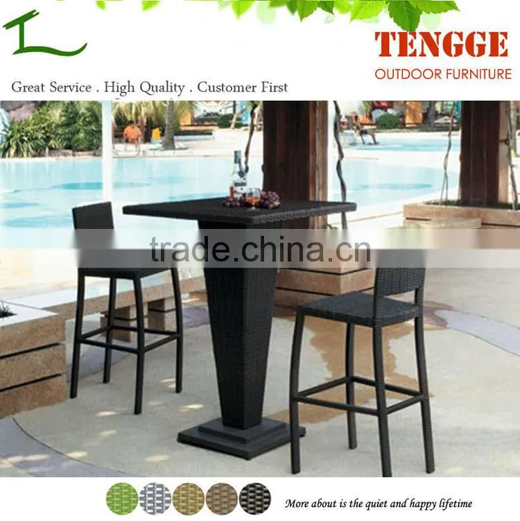 YH-8203 Cheap rattan wicker patio bar set 3 pieces hing dinning bar set