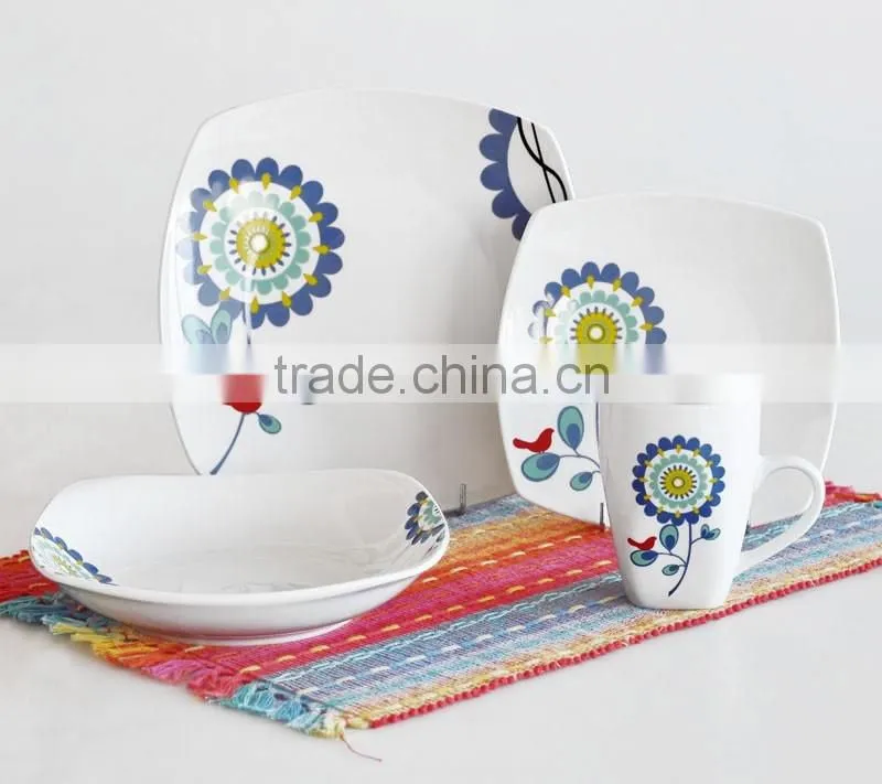 16pcs square shape porcelain dinnerware set,square shape dinner set,porcelain square shape dinnerware set