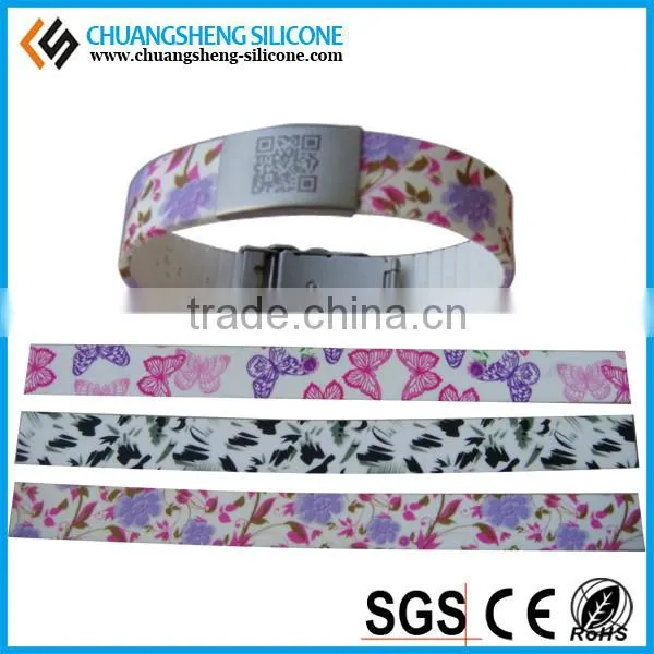 Hot selling silicone emergency alert qr code id bracelet with factory price