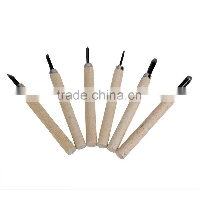 6pcs gravers wood carving lathe steel knife detail chisel hand woodcut craft tools