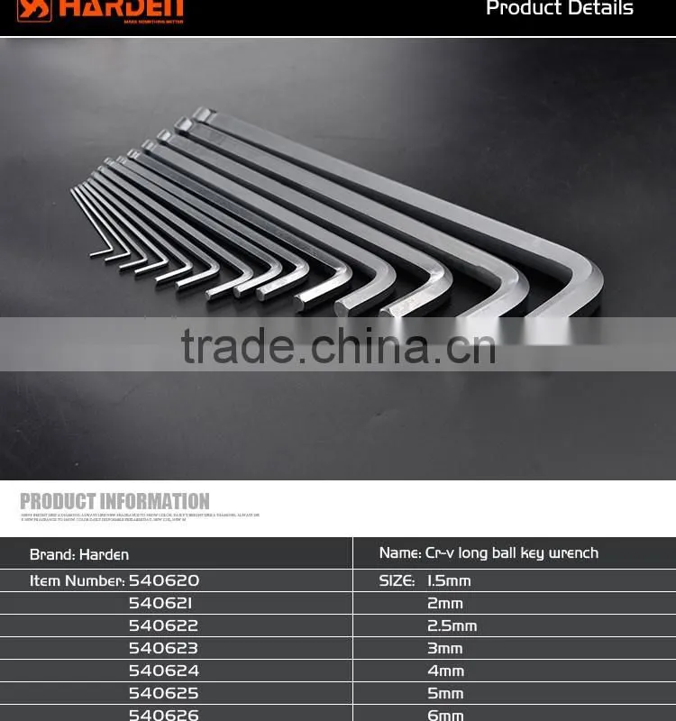 Professional Hand Tool Long ball Hex Key Wrench