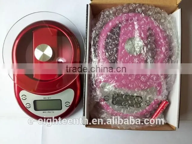 2016 new arrival hot sale 5kg 5000g/1g Digital Kitchen Scale Diet Food Weight Clock Countdown Alarm