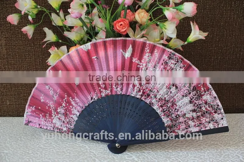 Chinese traditional bamboo real silk folding fan