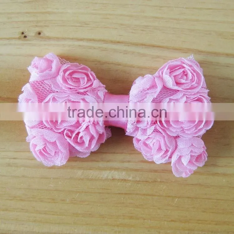 shabby bow flower clip for kids hair accessories