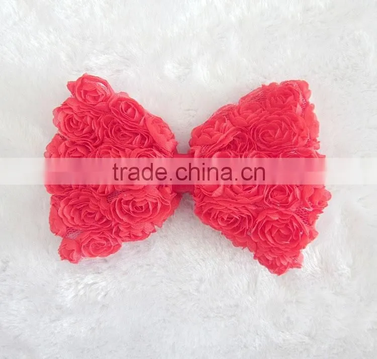 shabby bow flower clip for kids hair accessories