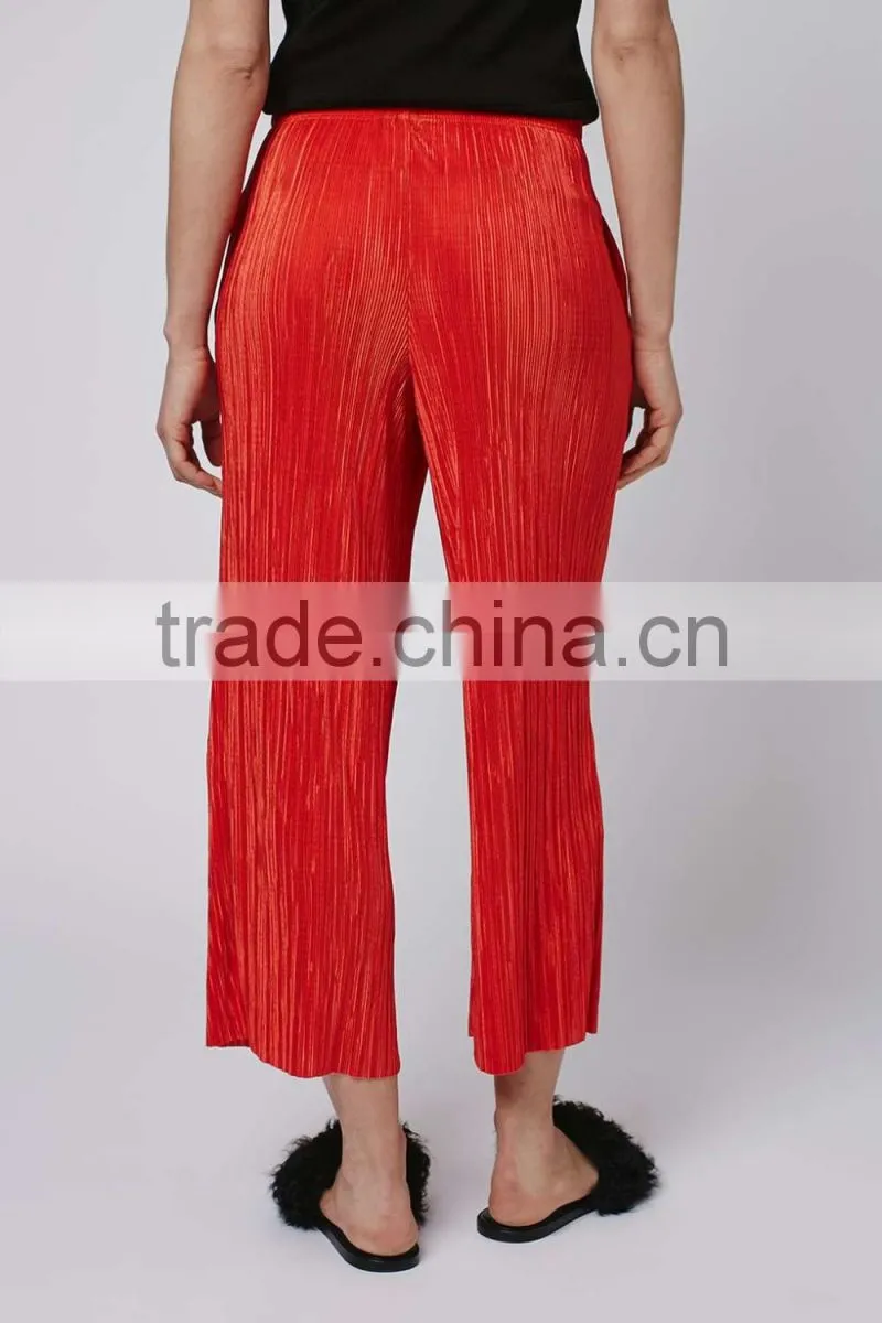 Women clothing latest fashion pleated casual red fashion pant jogger pant