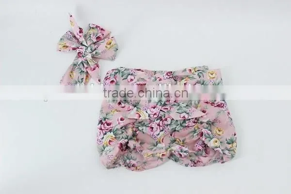 Wholesale Solid Yellow Ruffle Shorts Toddler Baby Girls Soft Cotton Pants