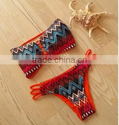 2016 retro sexy print bikini women swimsuit