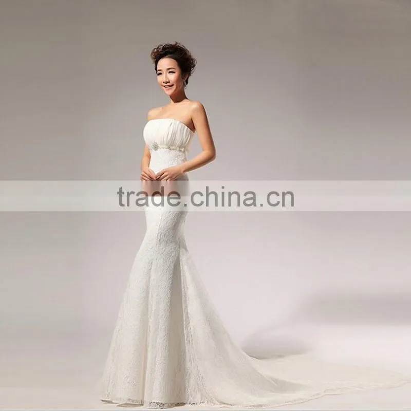 Sexy backless spaghetti straps lace wedding dress fishtail