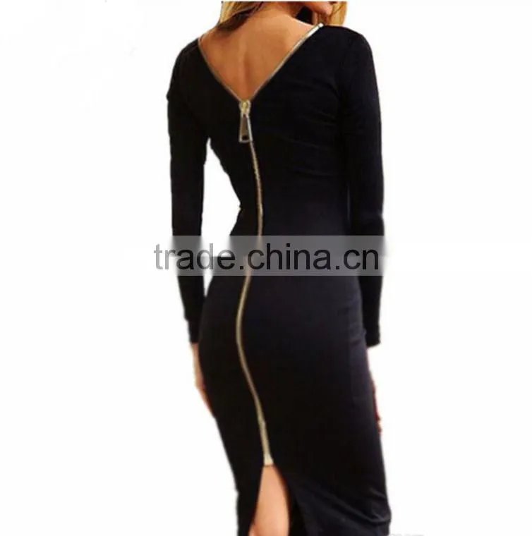 2017slim back Zipper sexy pencil tight long sleeve club dress for lady