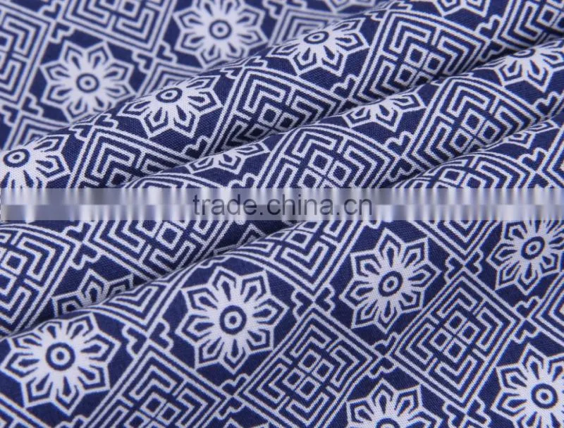 2017 men's long sleeve graphic printed slim fit shirt with contrast collar and cuff
