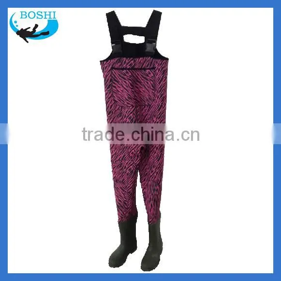 Breathable camo neoprene chest fishing wader rubber suit