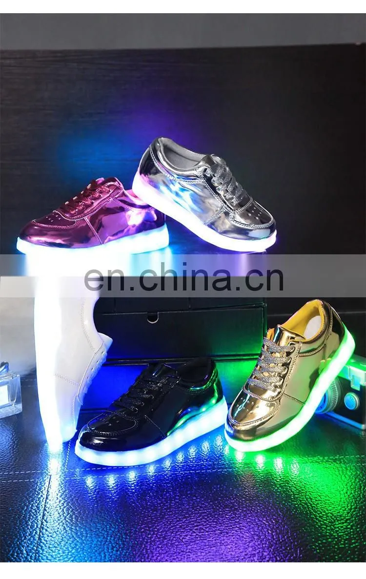 latest high quality OEM color and label USB kid boys and girls LED sneakers shoes