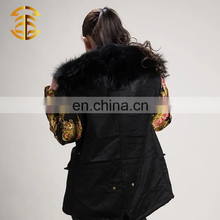 Custom Winter Cotton Bomber Jackets with Raccoon Fur Collar