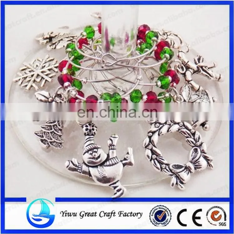 Tiny Christmas Ornaments Set of 6 Wine Glass Charms