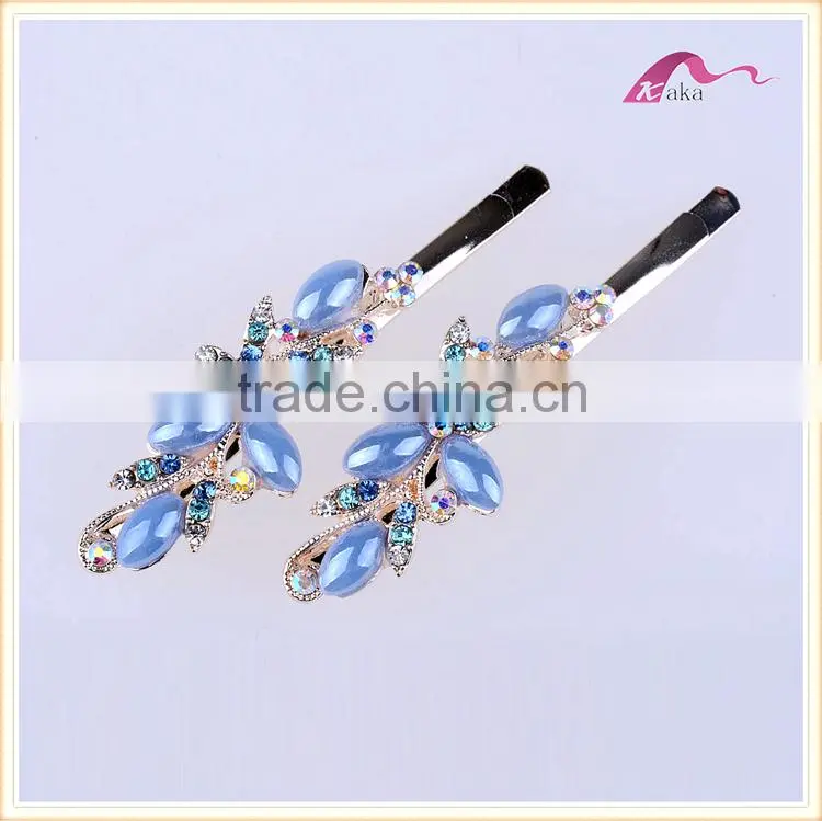 Multi Colors Elegant Charming Hair Grips Top Quality Metal Crystal Decoration Flower Ceramic Beads Hair Clips For Girls