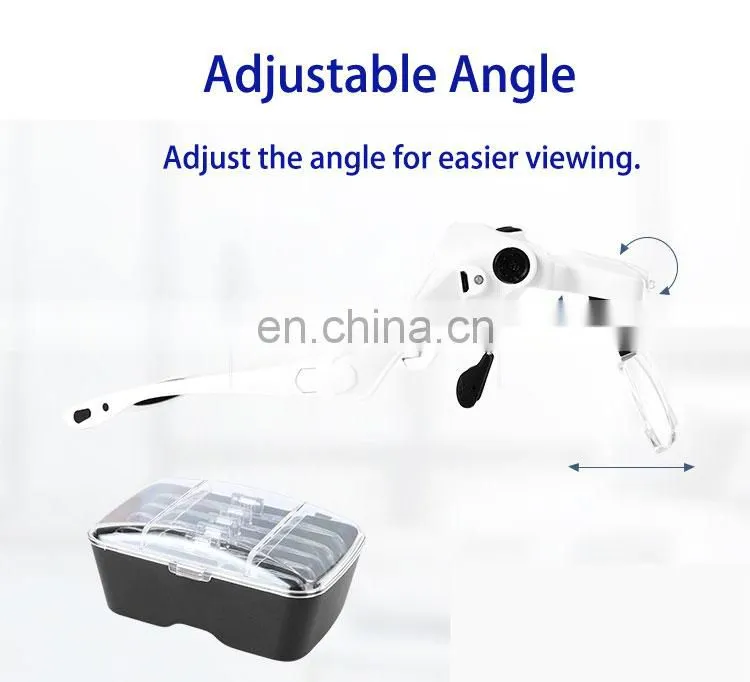 Head-Mounted Repair Inspection Microscopic Carving Cosmetic Embroidery LED Light Magnifying Glass WIth Five Magnification Lens