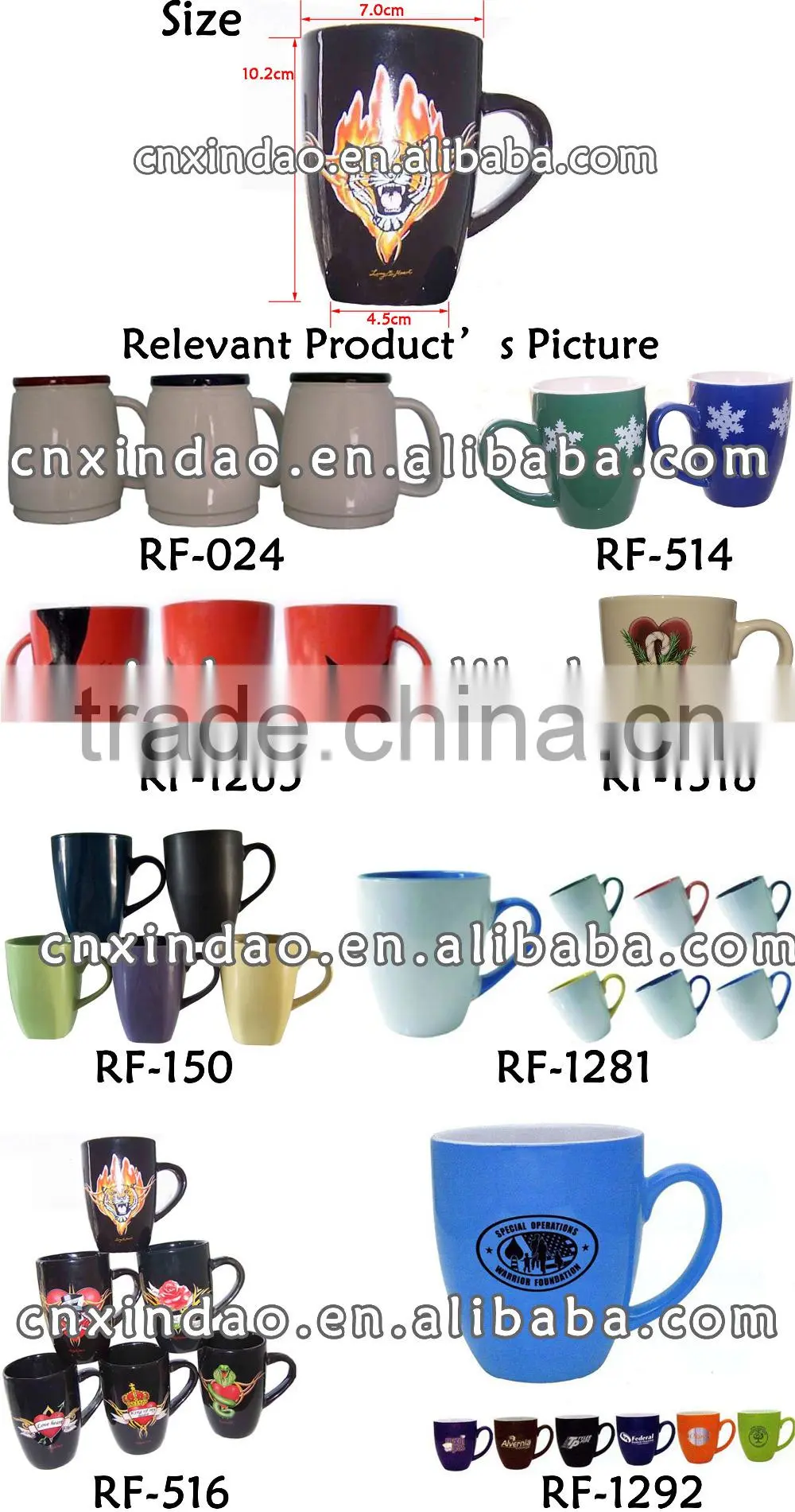 Zibo Made Good Quality Belly Shape Glazed Custom Print Ceramic Wholesale Fruit Juice Cup