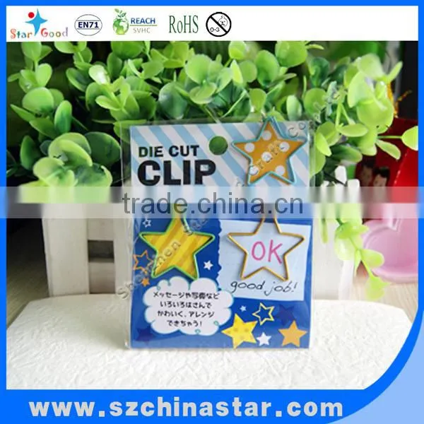 PET coated iron wire star shape paper clip assorted color