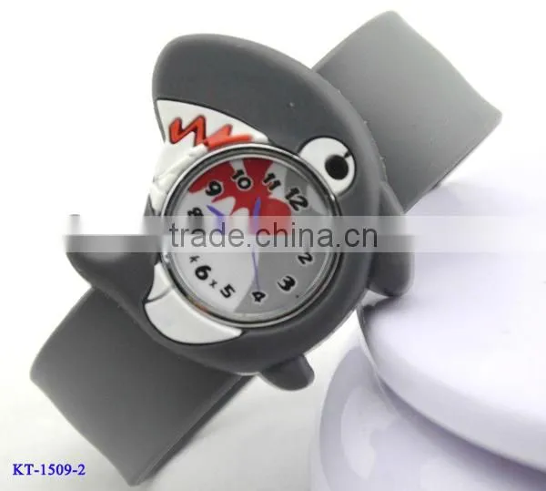 Cute dolphin slap watch with glass face quartz movt silicone strap for child