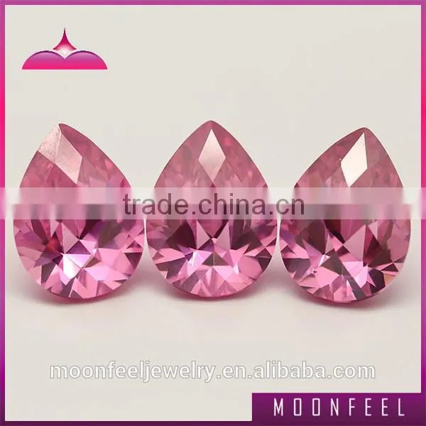 pink colour pear cubic zirconia checkerboard cut gemstone