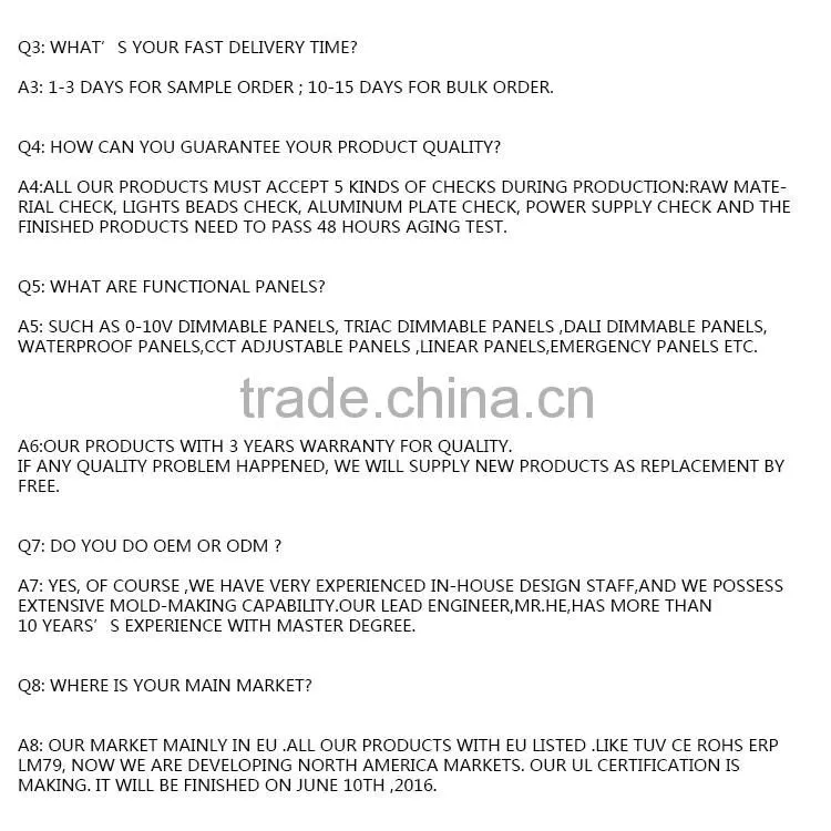 TUV CE&RoHS dimmable 45w 600x600 led panel light 3years warranty