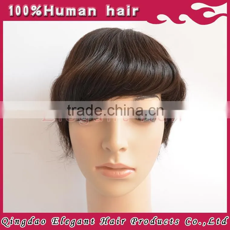 Top selling remy human hair piece for men, invisible knot natural hair line toupee