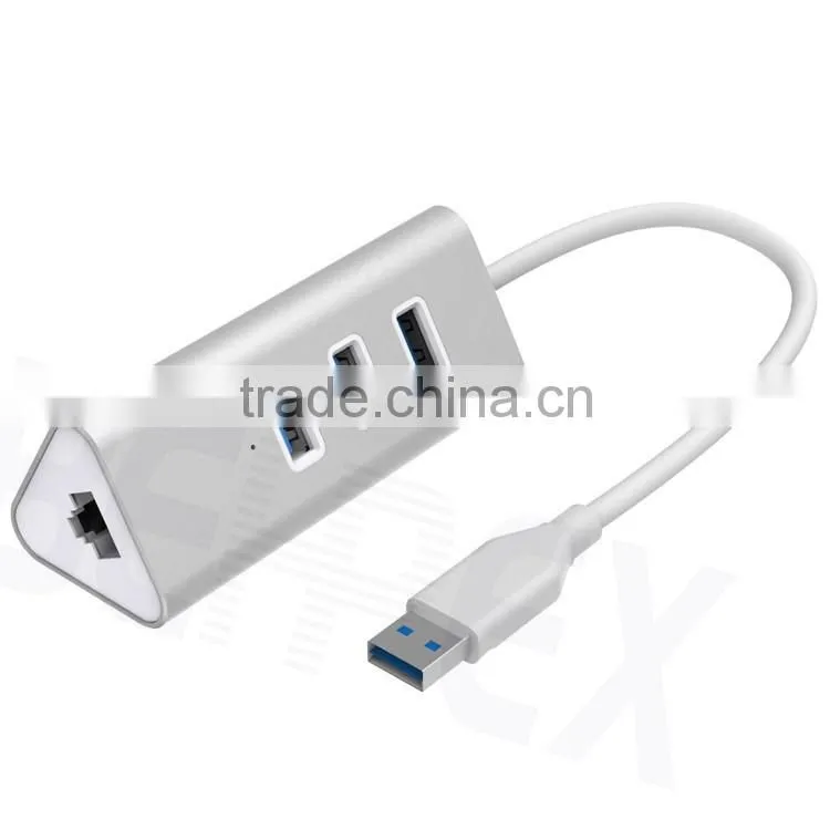 Aluminum Ethernet Port RJ45 Wifi Adapter 3. 0 USB Hub with 3 Port
