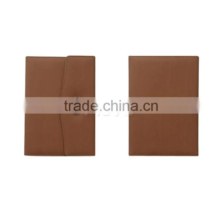 Offical brown leather notebook with locker with silver ballpoint pen gift set