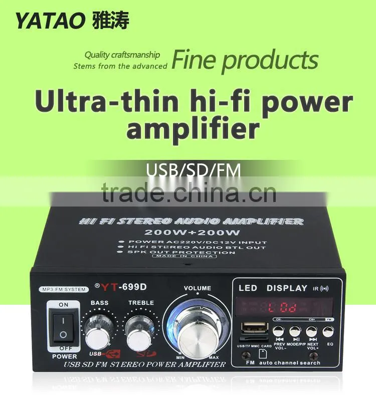 Small car amplifier class d 1500w YT-699D with usb sd