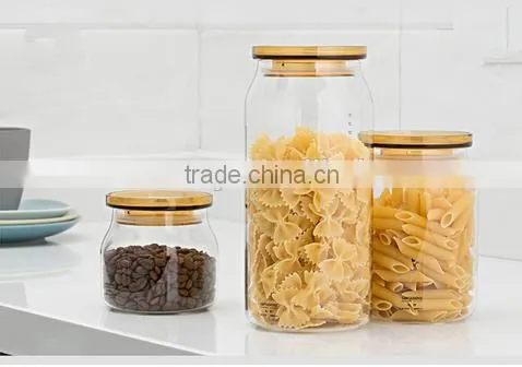 Factory supply airtight style daily necessities glass storage jar with bamboo lid