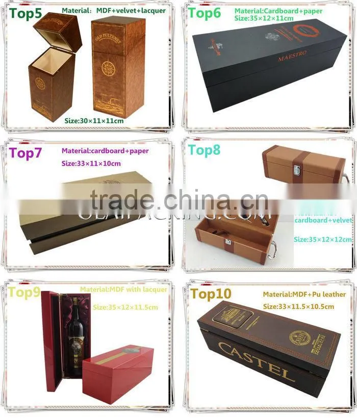 1 bottle,2 bottle,6 bottle stock Pu leather cover wood wine gift box