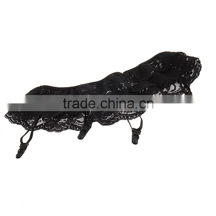 1pcs Black/White Lace 2 Layers Floral Garter Belt Lingerie Skirt Stocking Suspender Sexy Lady