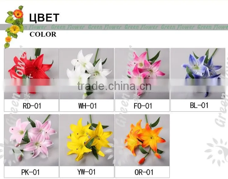 2016 Wholesale 5 heads Multicolor Artificial Flowers Lily Real Touch Bouquet Wedding Bridal Home Declarative flowers