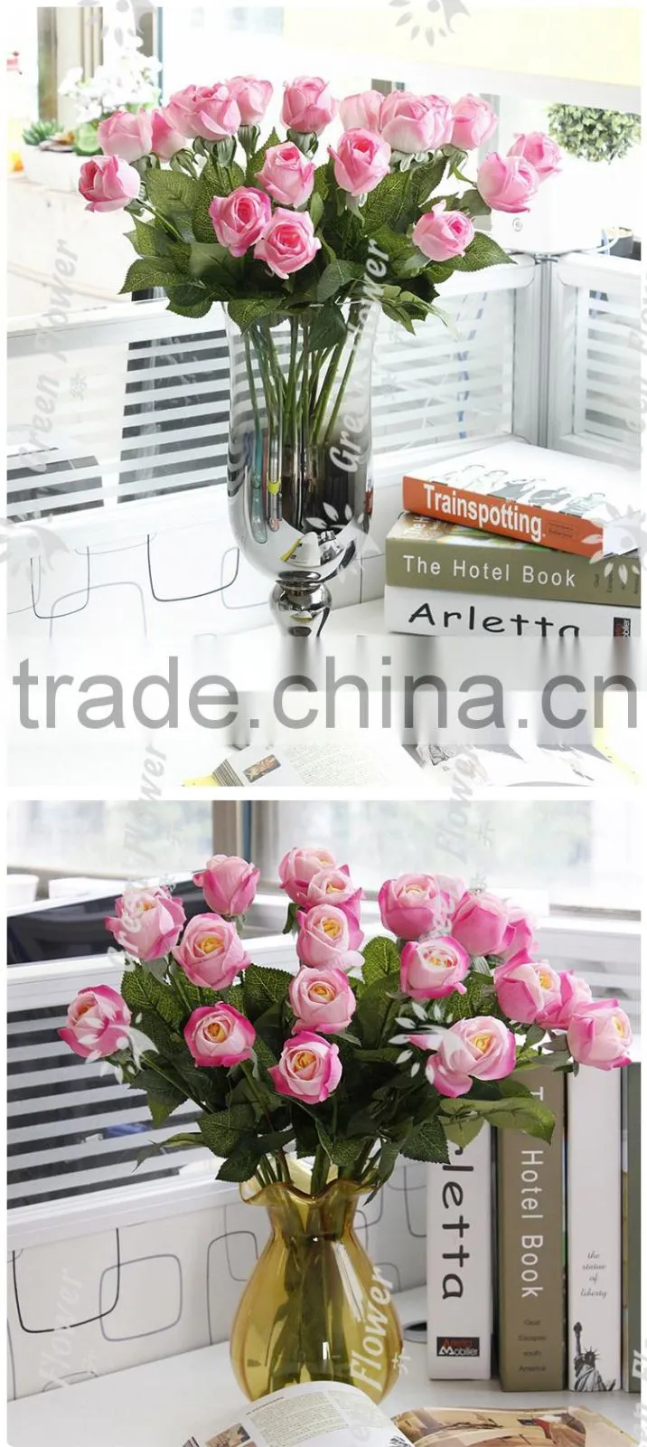 Greenflower 2016 Wholesale Real Touch Latex PU fat rose China Artificial Flowers Rose for wedding decoration