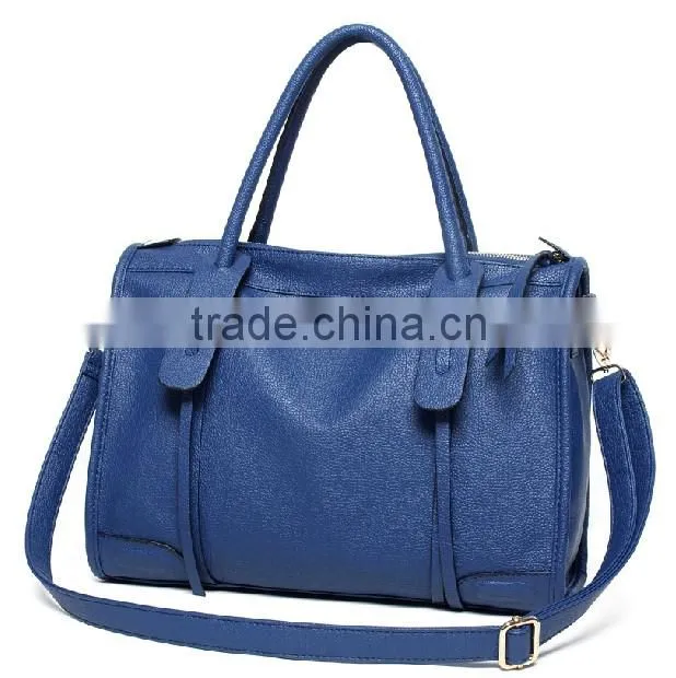 2016 latest new arrival high quality fashion plain lady handbag blue bag
