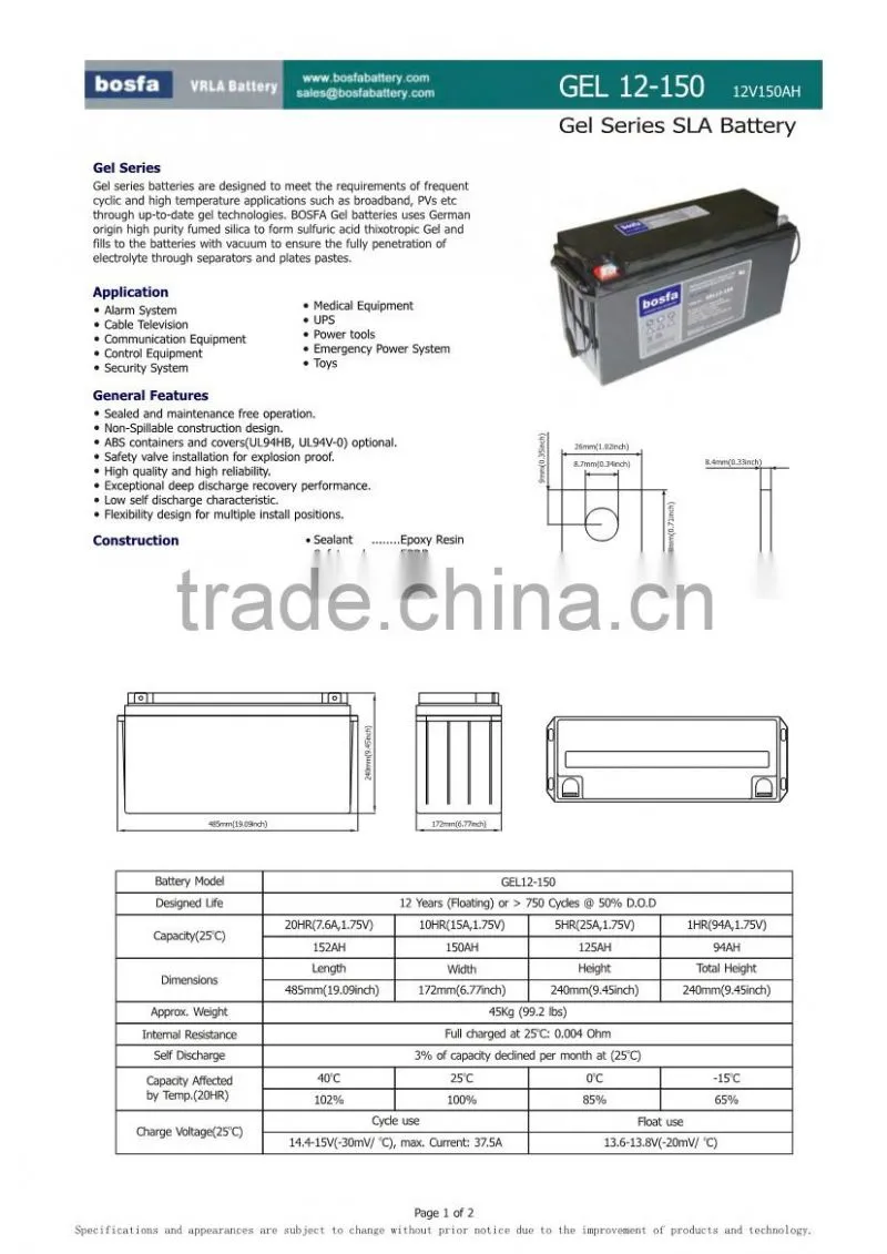 gel battery 12v 150ah best solar battery for recharge