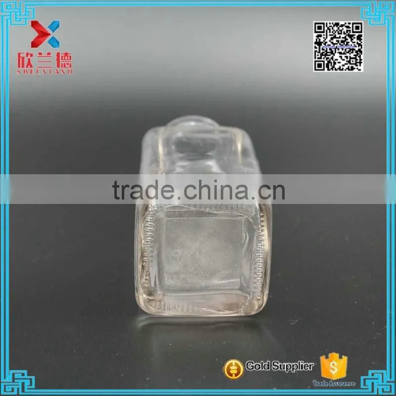 300ml square milk glass beverage juice bottle with crimp neck