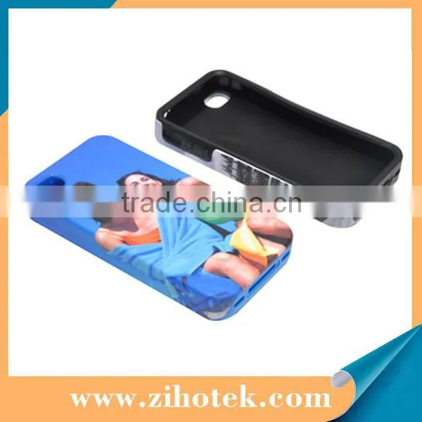 Double Protective 3D sublimation case for iPhone 4/4s (inner rubber case + outside 3D cases)