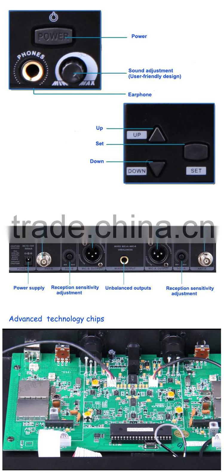 Professional UHF wireless microphone
