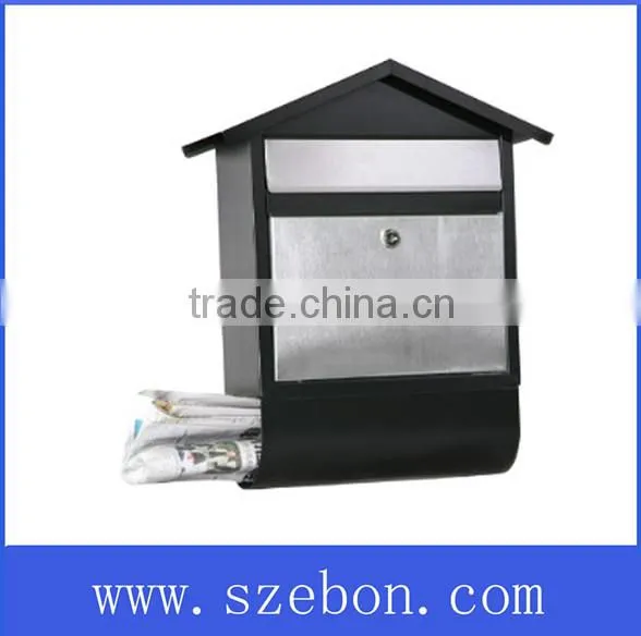 High quality stainless steel metal letter box mailbox with lock and keys