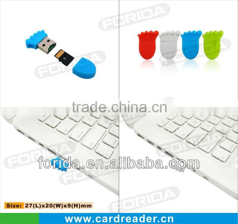 foot shape promotional gifts micro sd card reader