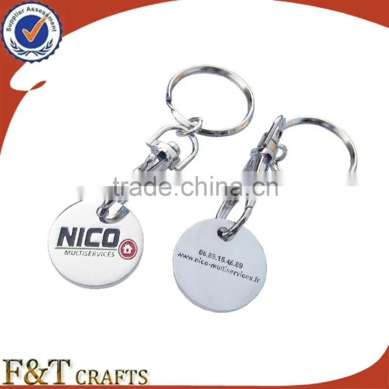 High quality soft enamel two side trolley coin/shopping trolley coin lock/trolley coin keychain
