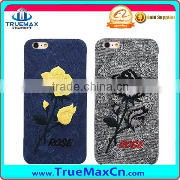 For iPhone6 6S Embroidery Rose Pattern Back Case