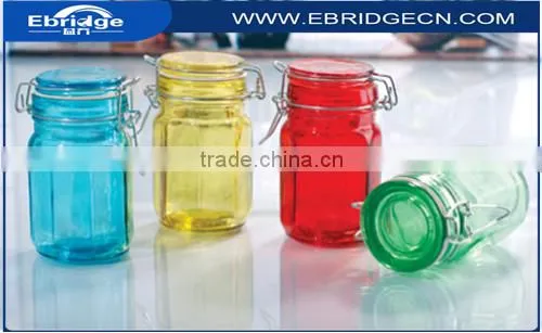 octagonal glass spice jar with clip lid
