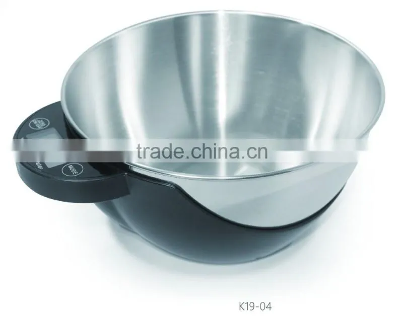 Digital Kitchen Scale with Stainless Steel Bowl,water, milk, MAX5KG, D=1G