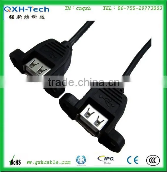 custom USB cable with screws USB panel mount cable