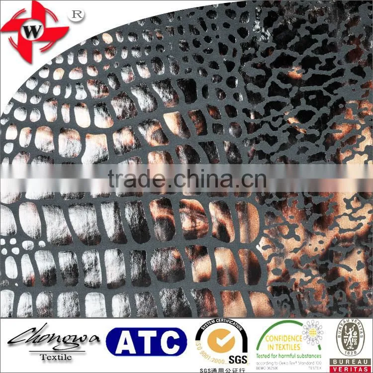 wholesale designer 95 polyester 5 elastane snakeskin leather look fabric